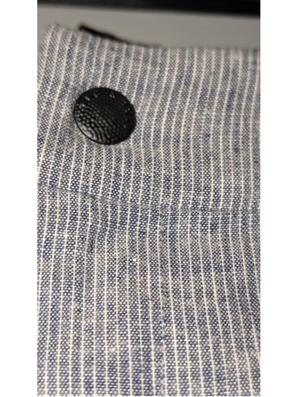 Rag & Bone Blue White Striped Linen Blend Leather Trim Shorts Size 2 - Picture 3 of 11